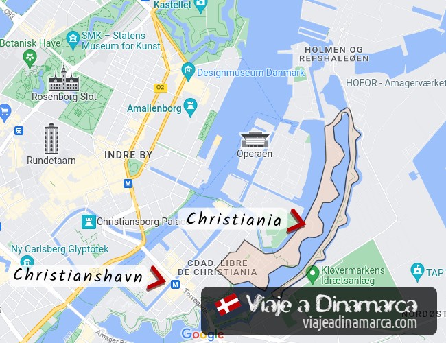 Mapa de Copenhague - zona de Christiania